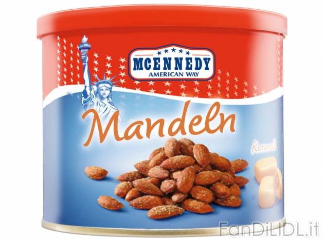 Mandorle tostate McEnnedy, prezzo 1,79 &#8364; per 150 g, € 11,93/kg EUR. ...