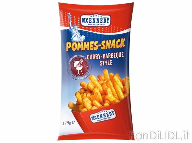 Snack di patate McEnnedy, prezzo 0,99 &#8364; per 175 g, € 5,66/kg EUR. 
- ...
