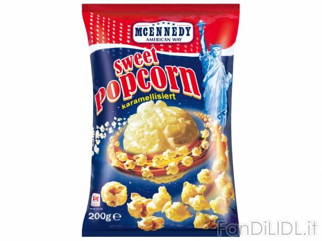 Popcorn al caramello McEnnedy, prezzo 0,99 &#8364; per 200 g, € 4,95/kg EUR. ...