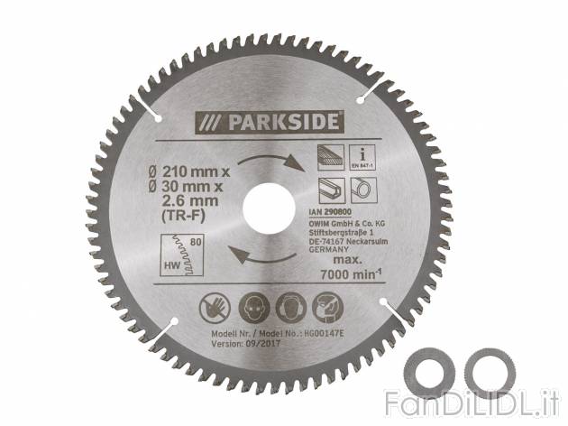Lama per sega circolare 210 mm , prezzo 5.99 &#8364; 
- Inclusi 2 anelli riduttori ...