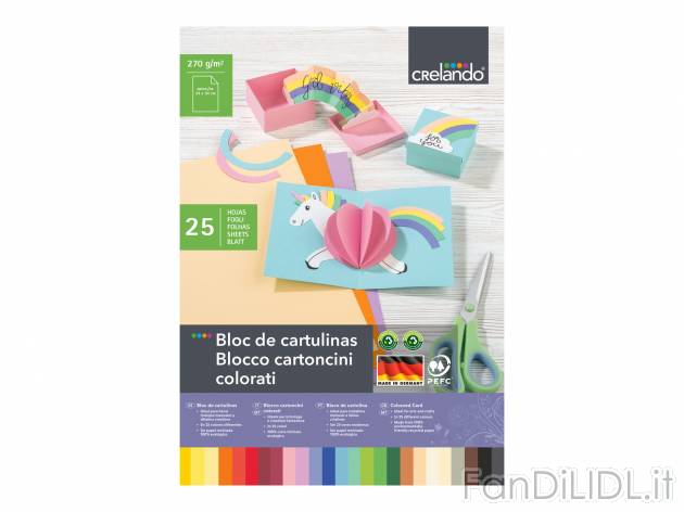 Blocco carta/cartoncini colorati Crelando, prezzo 2.99 &#8364; 
50 o 25 pezzi ...