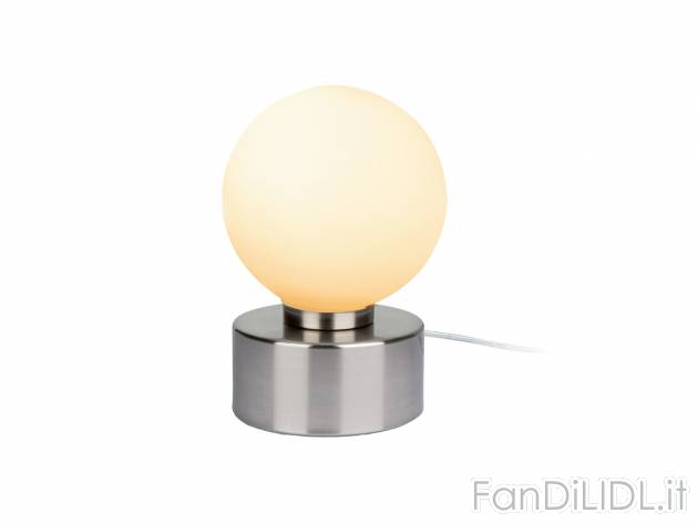 Lampada LED da tavolo Livarno, prezzo 17.99 &#8364; 
- Paralume in vetro satinato
- ...