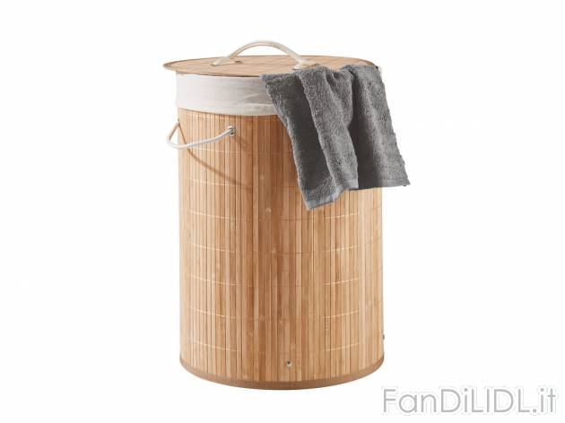 Cesto porta biancheria in bambù , prezzo 10.99 &#8364; 
- Con coperchio e ...