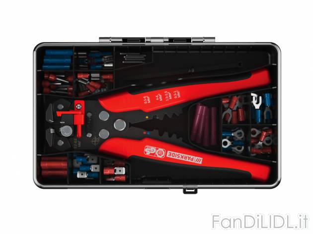 Set pinza crimpatrice Parkside, prezzo 11.99 &#8364; 
231 pezzi 
- Per tagliare/isolare/inserire ...