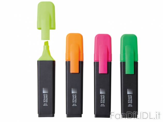 Evidenziatori, 4 pezzi United Office, prezzo 0,99 &#8364; per Alla confezione ...