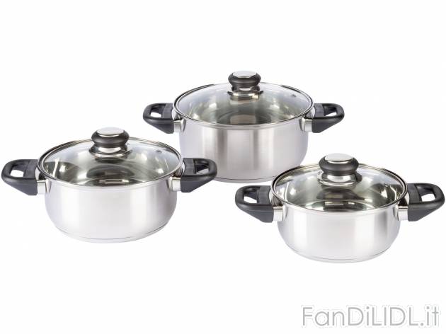 Set pentole in acciaio Ernesto, prezzo 29.99 &#8364; 
6 pezzi 
- Spessore del ...