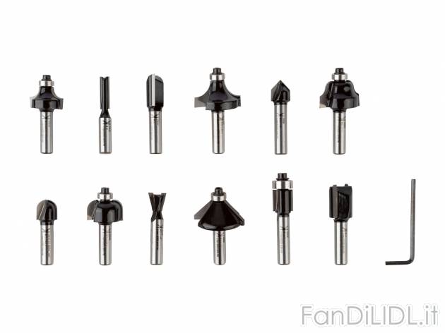 Set bit per fresatrice Parkside, prezzo 12.99 &#8364; 
12 pezzi 
- Per lavorare ...