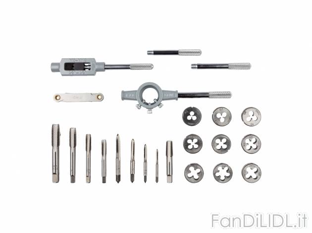Set maschi e filiere Parkside, prezzo 17.99 &#8364; 
21 pezzi 
- Per filettatura ...