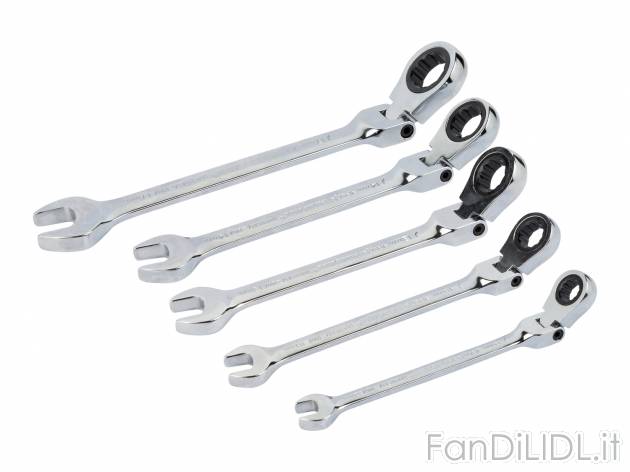 Set chiave combinate Parkside, prezzo 14.99 &#8364; 
5 pezzi 
- Cricchetto articolato ...