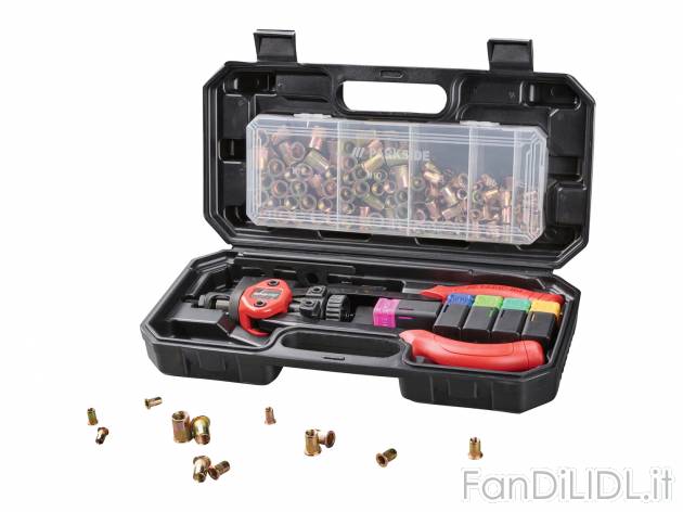 Pinza rivettatrice con accessori Prezzo-lidl, prezzo 24.99 € 
151 pezzi 
- M5 ...