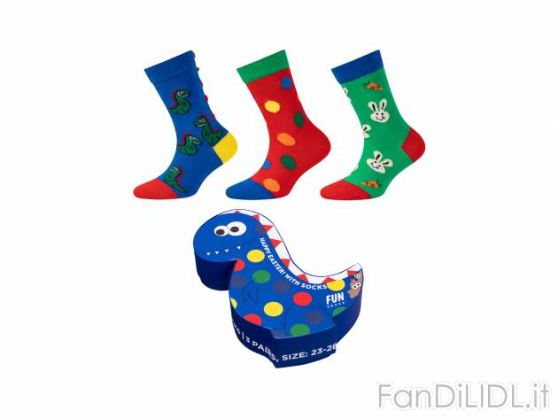 Calzini da bambini Fun-socks, prezzo 6.99 &#8364; 
3 paia - Misure: 23-34 
- ...