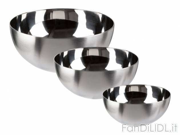 Set ciotole in acciaio Prezzo-lidl, prezzo 12.99 &#8364; 
3 pezzi 
- 1,55 L ...