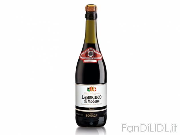 Lambrusco di Modena DOC secco , prezzo 1,29 &#8364; per 0.75 l, € 1,72/l EUR. ...