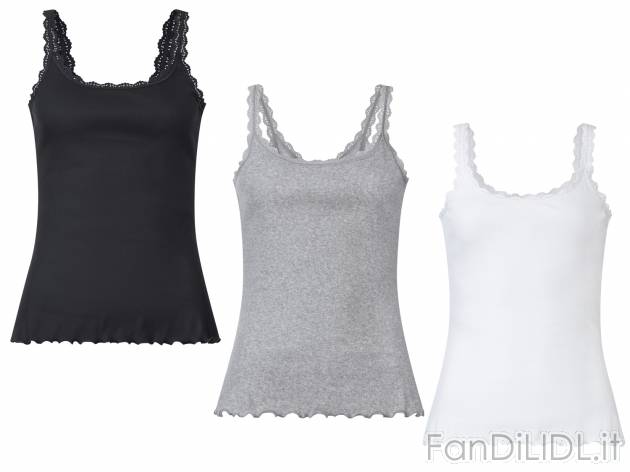 Canotta da donna con pizzo Esmara, prezzo 9.99 &#8364; 
3 pezzi - Misure: S-L
Taglie ...
