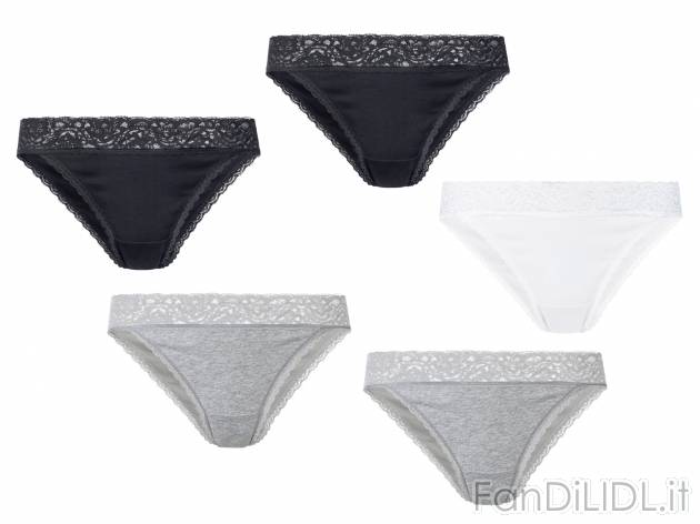 Minislip da donna con pizzo Prezzo-lidl, prezzo 7.99 &#8364; 
5 pezzi - Misure: ...