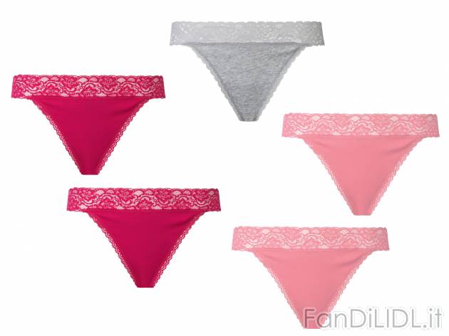 Perizoma da donna con pizzo Esmara, prezzo 6.99 &#8364; 
5 pezzi - Misure: S-L
Taglie ...