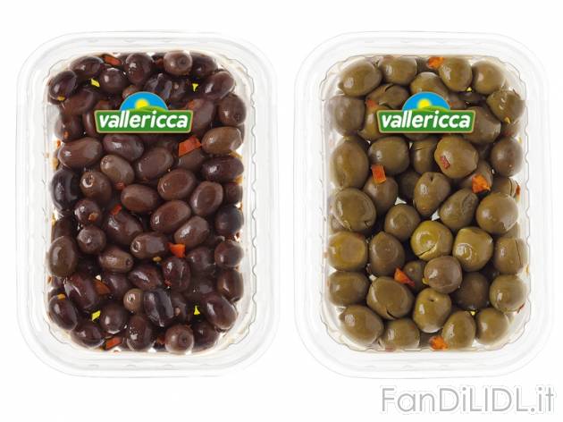 Olive nere piccanti/ Olive schiacciate Vallericca, prezzo 1,49 &#8364; per 330 ...