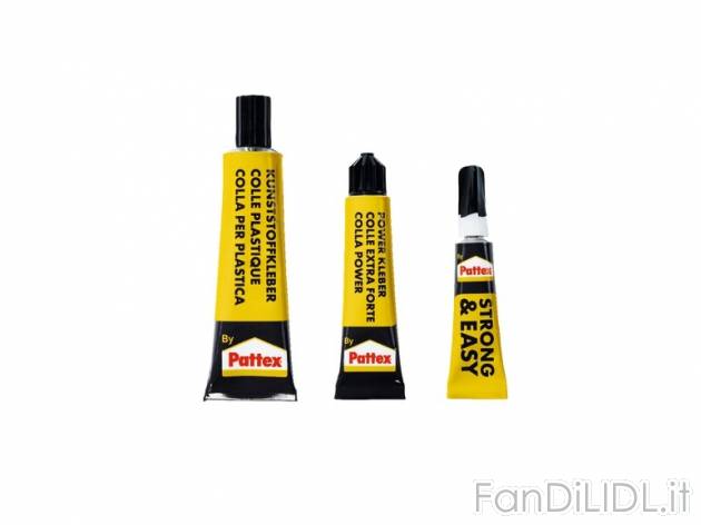 Colla extra forte 20 g/ Colla per plastica 30 g/ Attaccatutto 7 g , prezzo 1,99 ...
