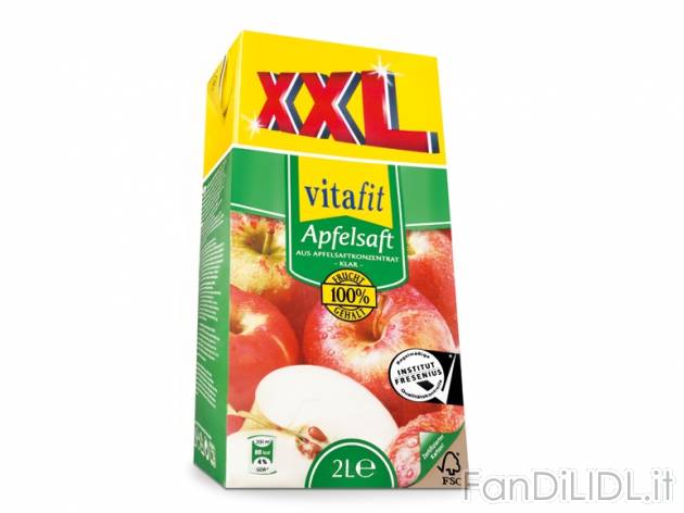 Succo di mela , prezzo 1,29 &#8364; per 1,5 l + 0,5 l GRATIS, 1 l = 0,65 EUR.