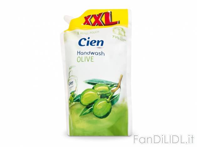 Sapone liquido ricarica Cien, prezzo 1,48 &#8364; 1 l 
- In due diverse fragranze ...