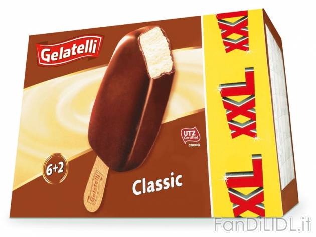 Gelati alla vaniglia ricoperti al cioccolato , prezzo 2,99 &#8364; per 6 gelati ...