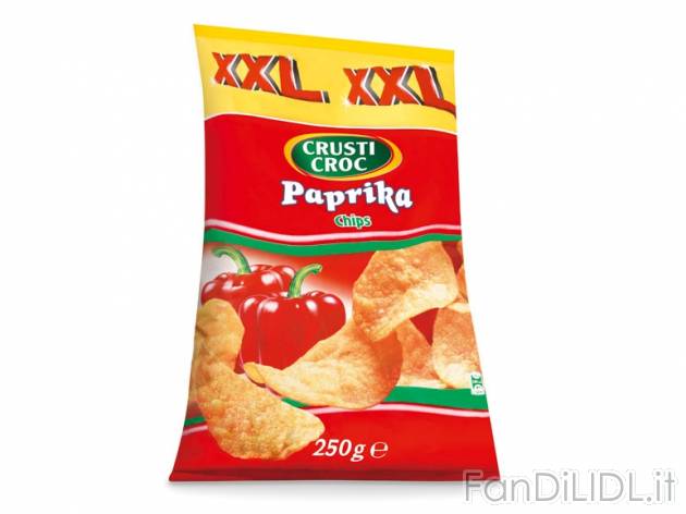 Patatine gusto paprica , prezzo 1,09 &#8364; per 200 g + 50 g GRATIS, 1 kg = 4,36 EUR.
