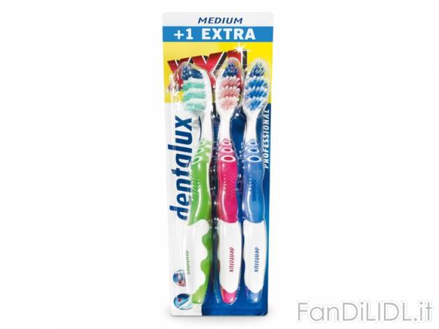 Spazzolino Professional Dentalux, prezzo 1,99 &#8364; per 2 pezzi + 1 pezzo ...