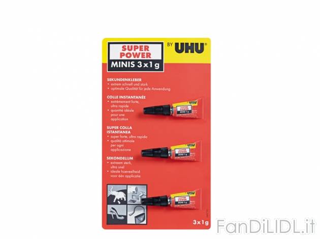 Colla istantanea 3x1g , prezzo 1,99 &#8364; per Alla confezione 
- Super forte, ...