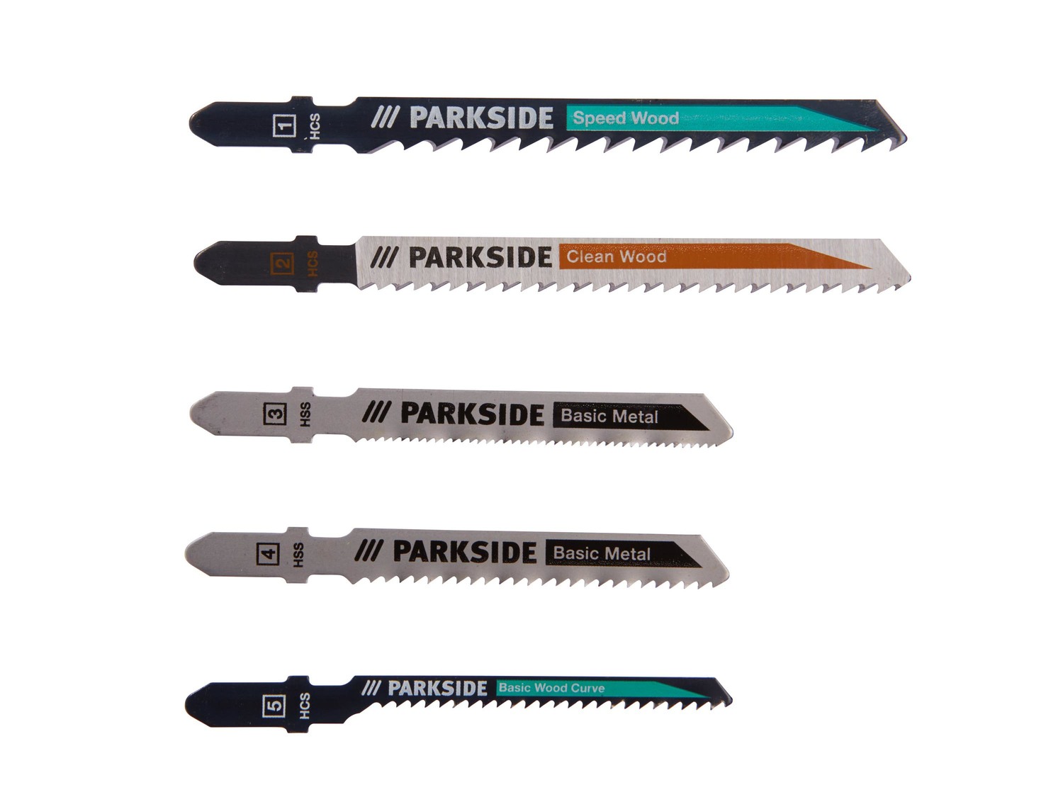 Lame per seghetto a pendolo, 5 pezzi Parkside, prezzo 3.99 €
- Per legno ...