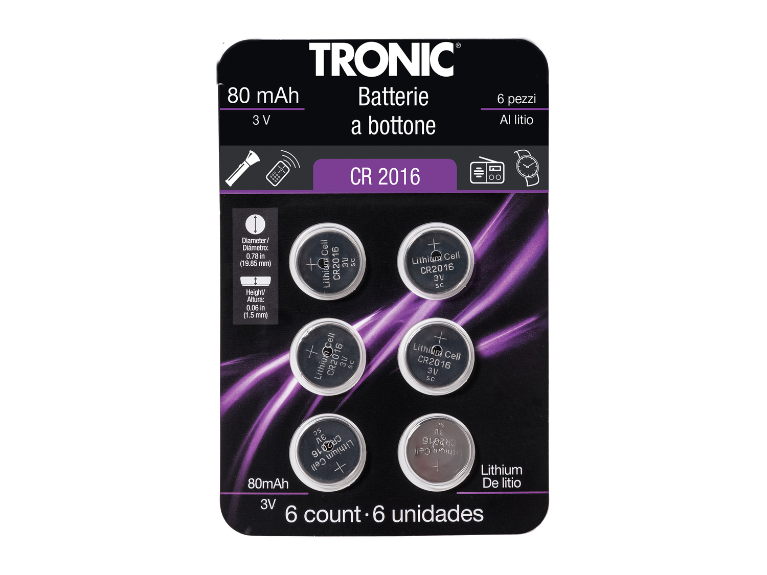Batterie a bottone Tronic, le prix 1.49 €
6 pezzi
- Alcaline o al ...