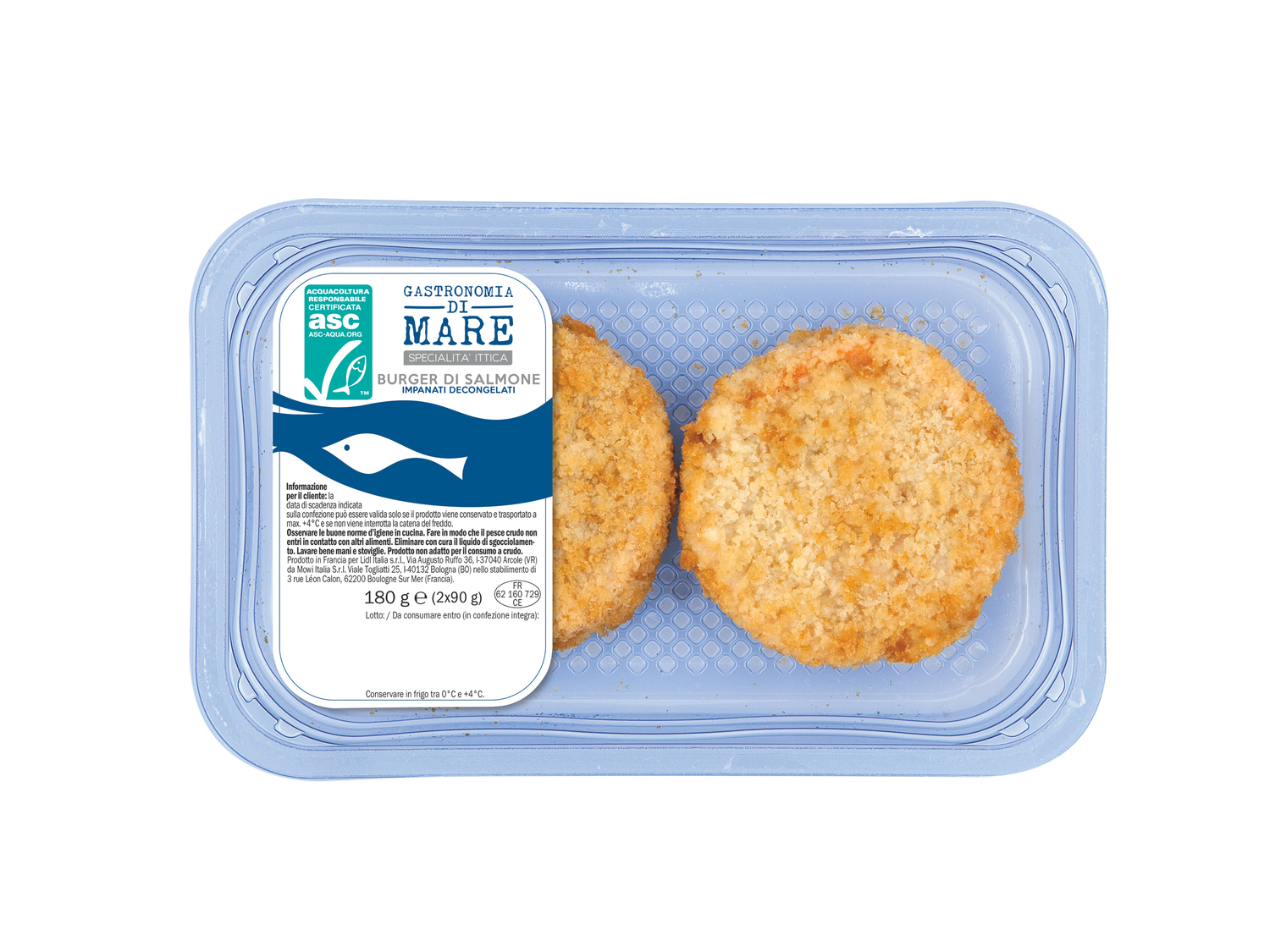 Burger di salmone con panatura , le prix 2.39 €
- Da servire con una ...