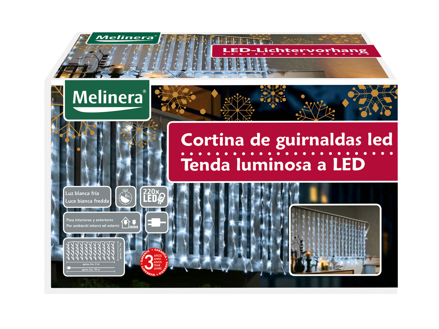 Tenda luminosa a LED Melinera, le prix 17.99 €
- Per ambienti interni ...