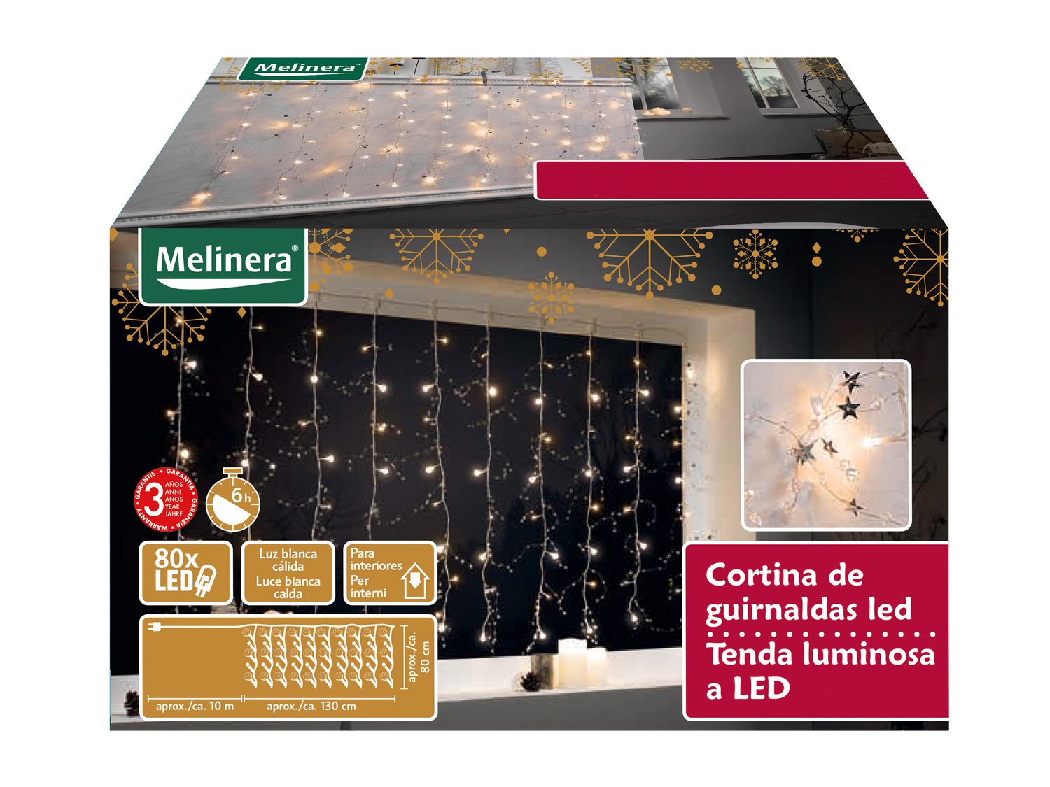 Tenda luminosa a LED Melinera, le prix 17.99 €
- Per interni
- 80 LED ...