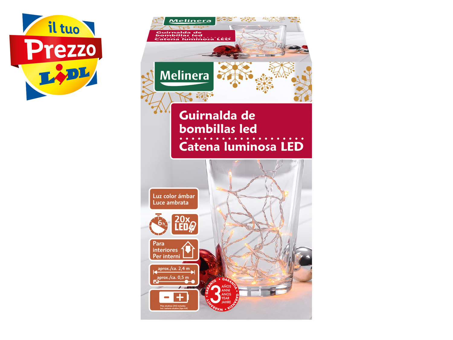 Catena luminosa LED per interni Melinera, le prix 2.99 €
- 20 LED durevoli ...