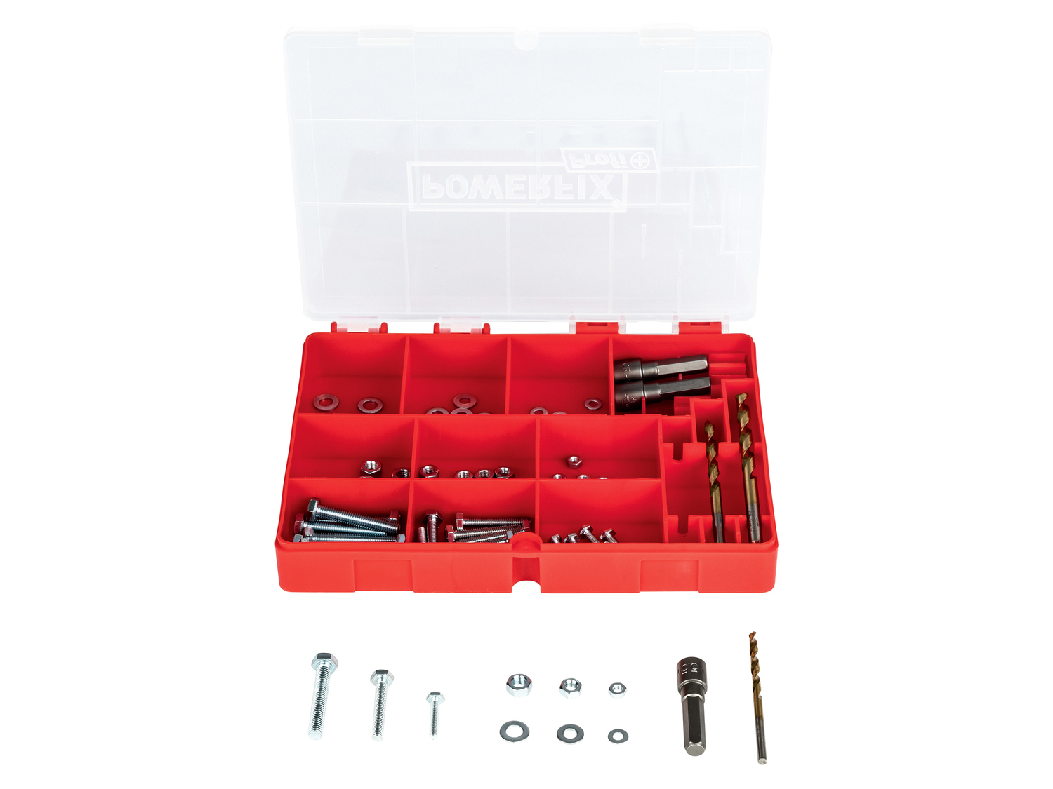 Set viti, punte, tasselli per trapano Powerfix, le prix 4.99 &#8364; 
96 pezzi ...