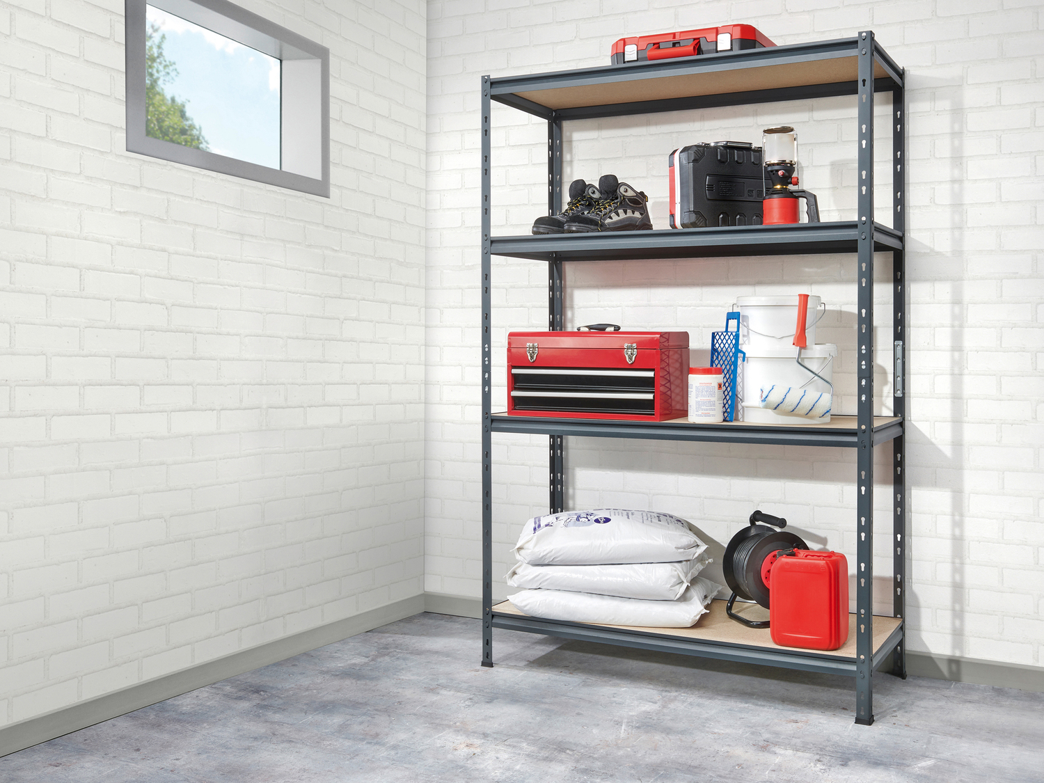 Scaffale in metallo con 4 ripiani Powerfix, prezzo 39.99 €
- Montaggio senza ...
