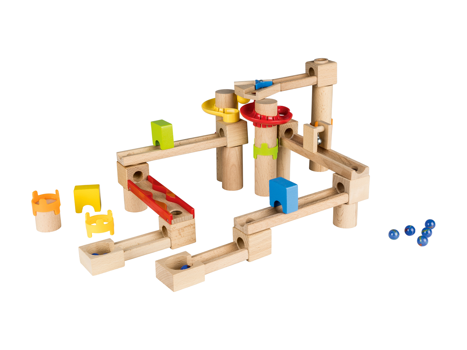 Pista per biglie in legno Playtive Junior, prezzo 14.99 &#8364; 
- 6 biglie ...