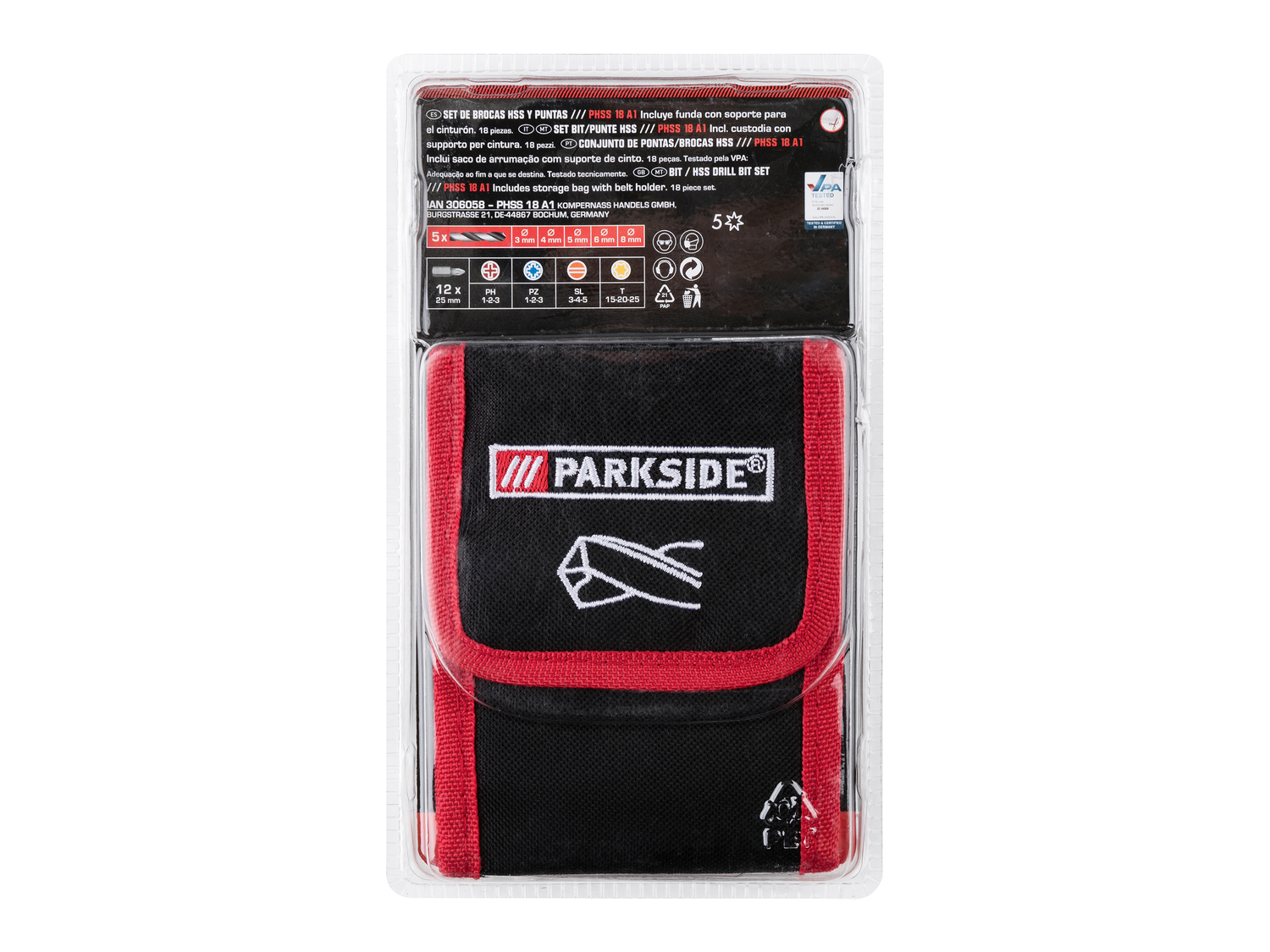 Set bit e bussole Parkside, prezzo 7.99 €
18 pezzi
- Inclusa custodia ...