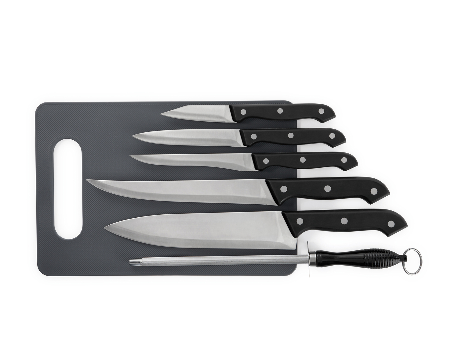 Set coltelli Ernesto, prezzo 7.99 €
7 pezzi
- Tagliere e acciaino con ...