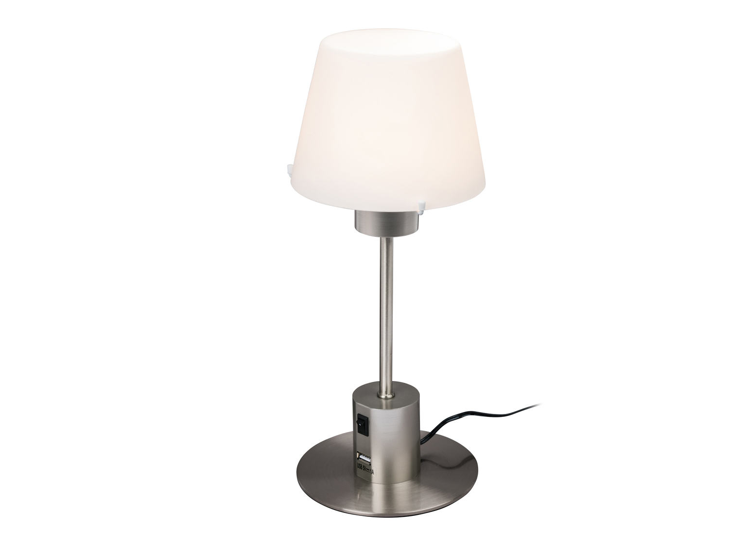 Lampada LED da tavolo con porta USB Livarno Lux, prezzo 14.99 € 
- Paralume in ...