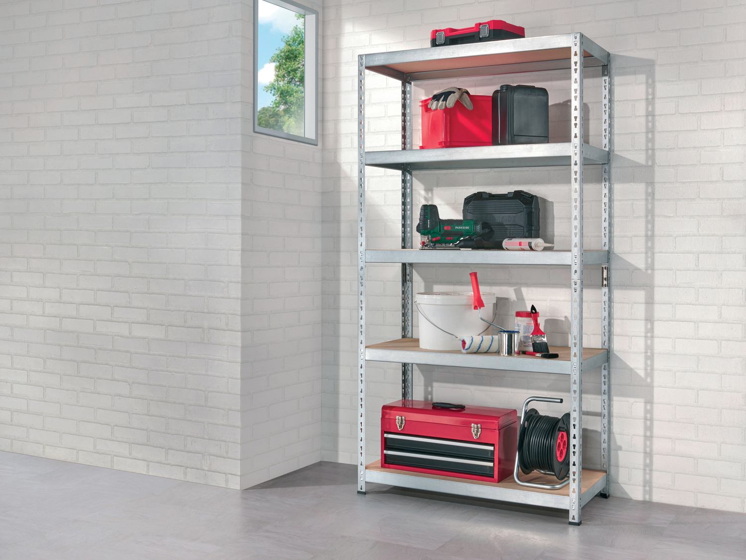 Scaffale in metallo con 5 ripiani Powerfix, prezzo 29.99 €
- Montaggio con sistema ...