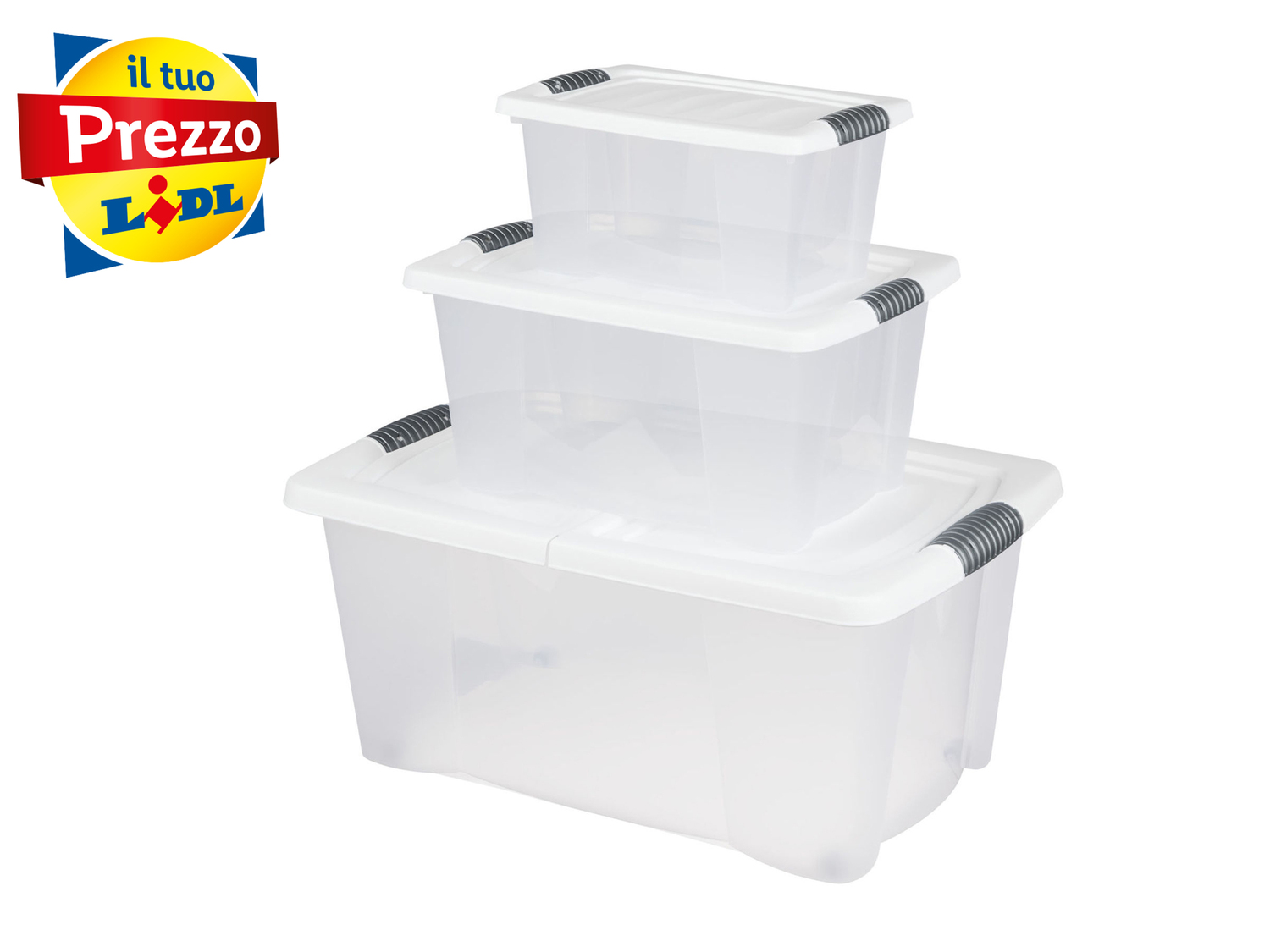 Set box multiuso Cassetti, prezzo 9.99 €
3 pezzi
- 38 L - 60 x 40 x 27 cm
- ...