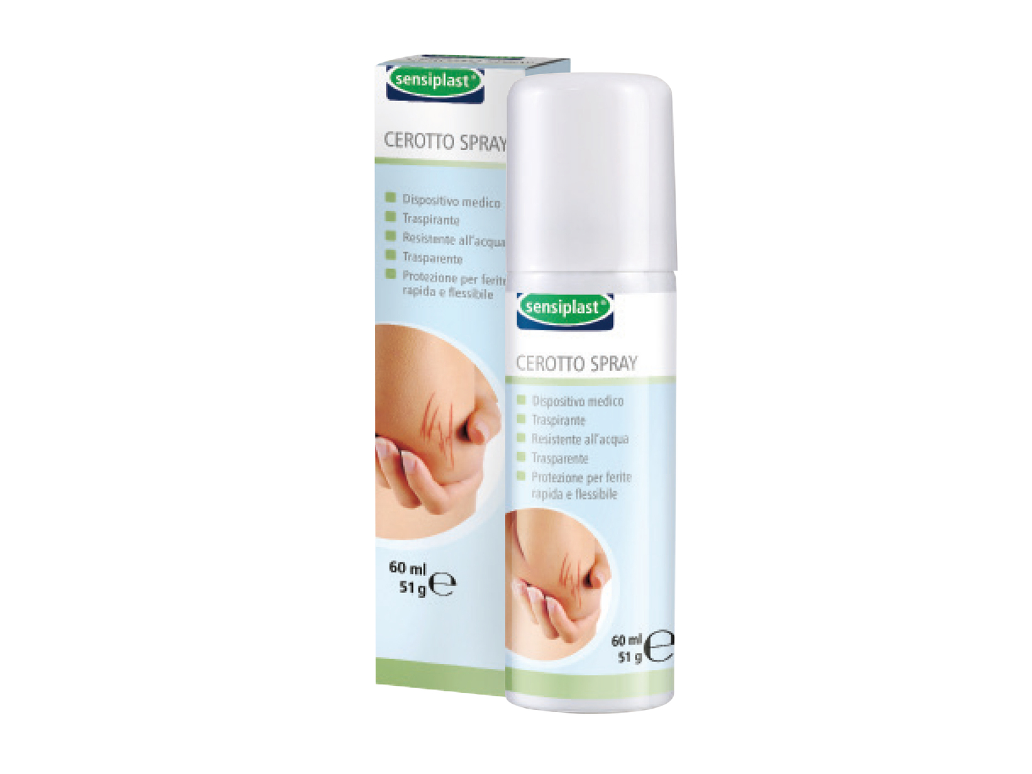 Pomata per ferite e scottature, cerotto spray o spray emostatico per ferite Sensiplast, ...