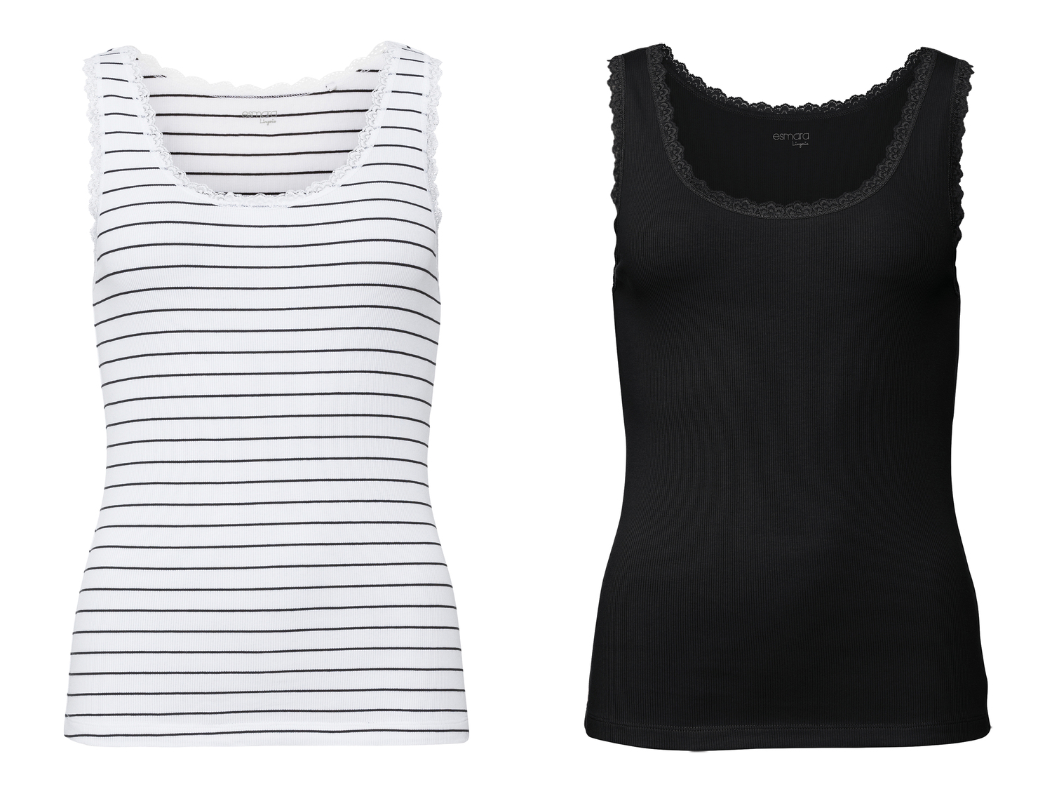 Canotta da donna con pizzo Esmara, prezzo 6.99 &#8364; 
2 pezzi - Misure: S-L
Taglie ...