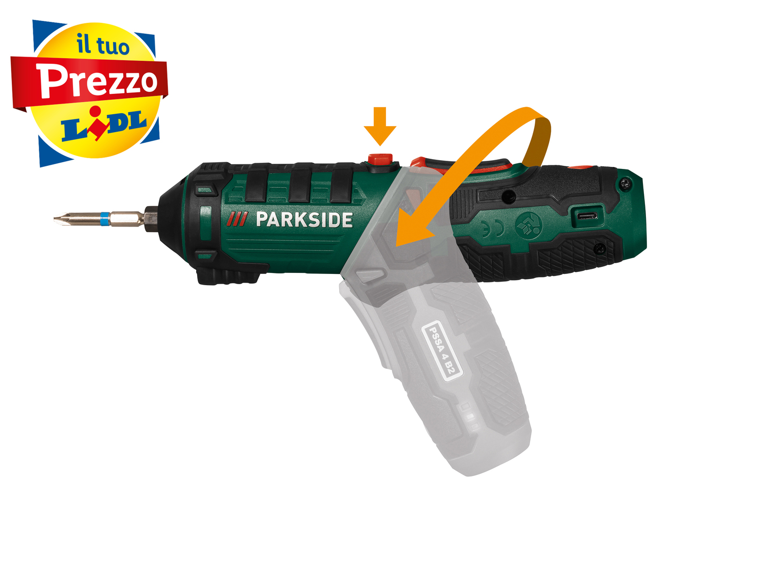 Avvitatore ricaricabile con impugnatura girevole Parkside PSSA 4 B2, prezzo 14.99 ...