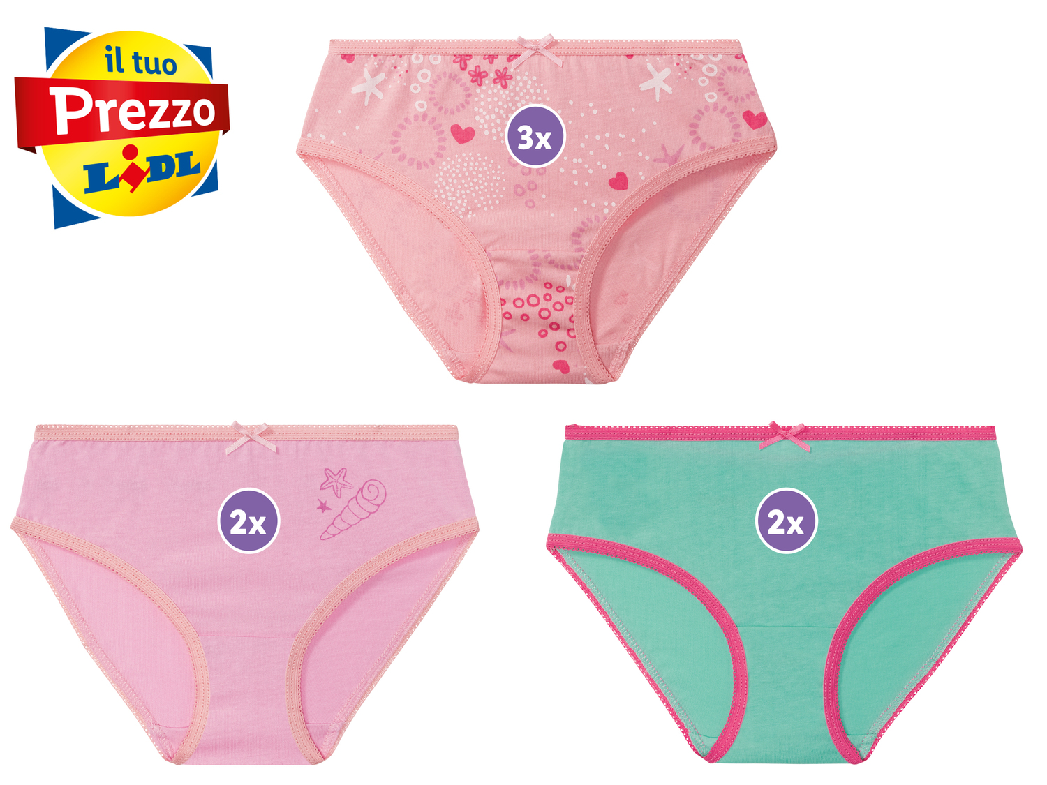 Slip da bambina o culottes Lupilu, prezzo 5.99 €
7 o 4 pezzi - Misure: 1-6 anni ...