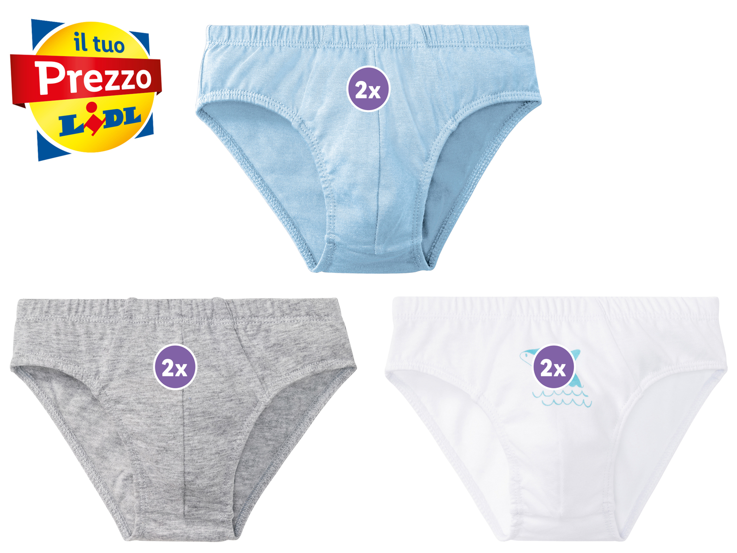 Slip da bambino Lupilu, prezzo 5.99 €
6 pezzi - Misure: 1-6 anni
Taglie disponibili
Caratteristiche
- ...