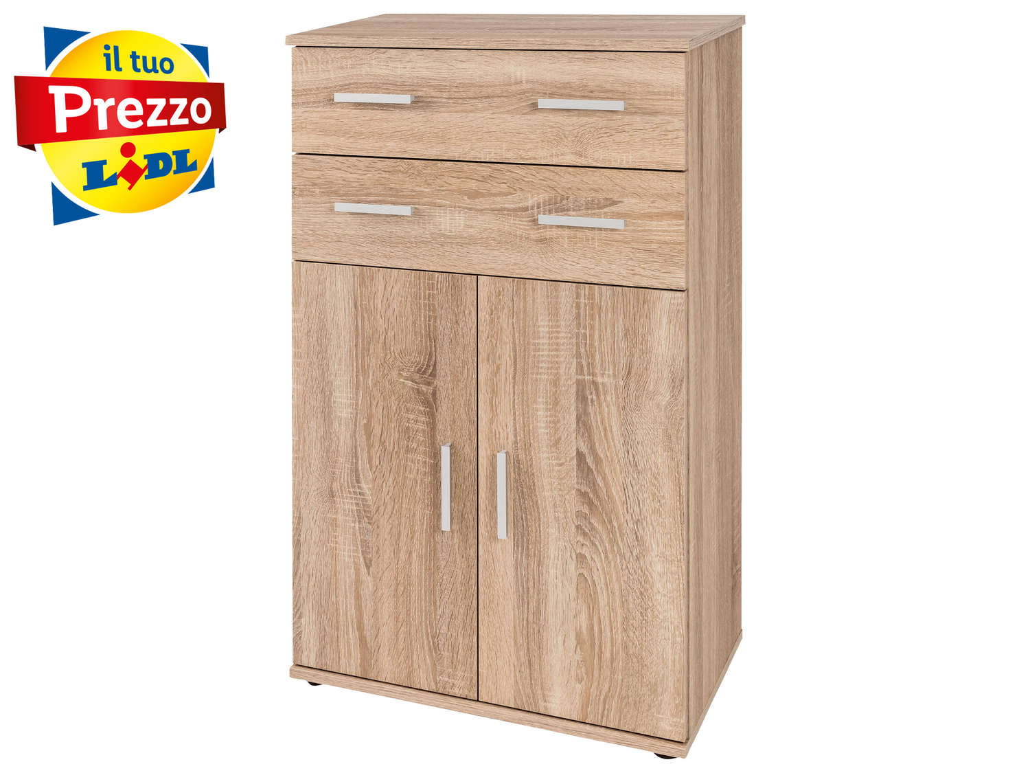 Mobiletto 2 cassetti e 2 ante Livarno Living, prezzo 39.99 €
Bianco o legno ...