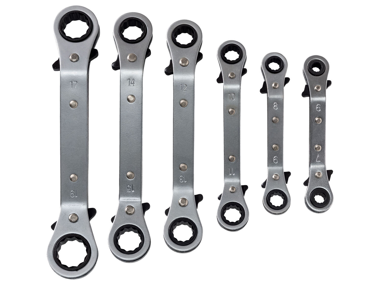 Set chiavi ad anello con cricchetto Powerfix, prezzo 14.99 €
6 pezzi
- In ...