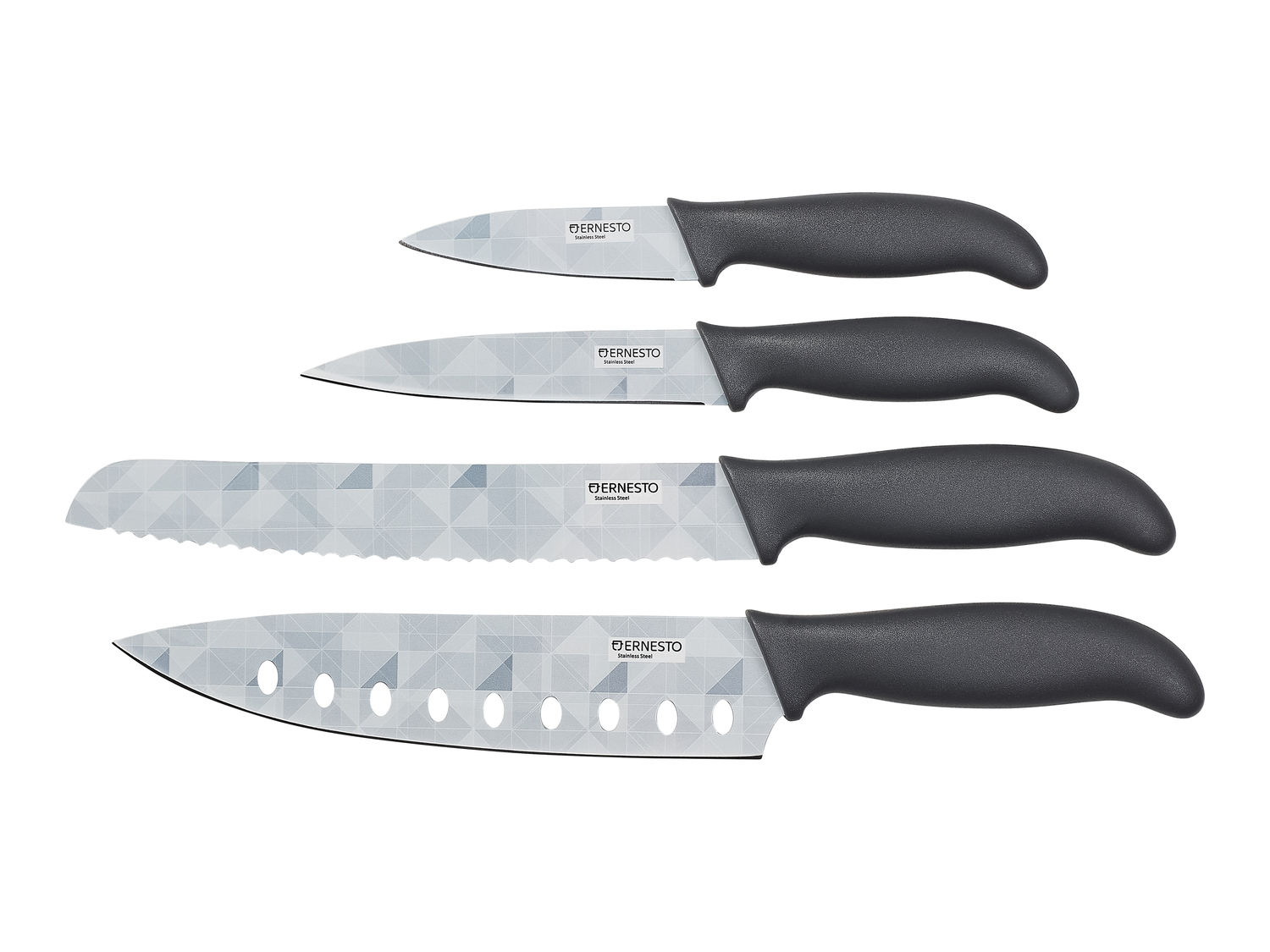 Set coltelli Ernesto, prezzo 8.99 €
4 pezzi
- Lame in acciaio inossidabile ...